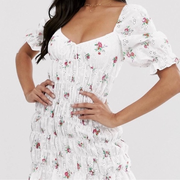 For Love & Lemons Tarte Eyelet Smocked Mini Dress